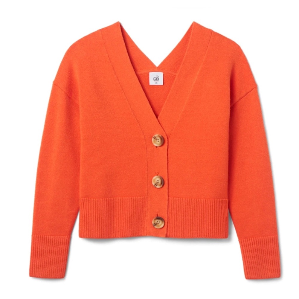 CAbi Citrus Vibrant Orange Cardigan M #6652 NWOT